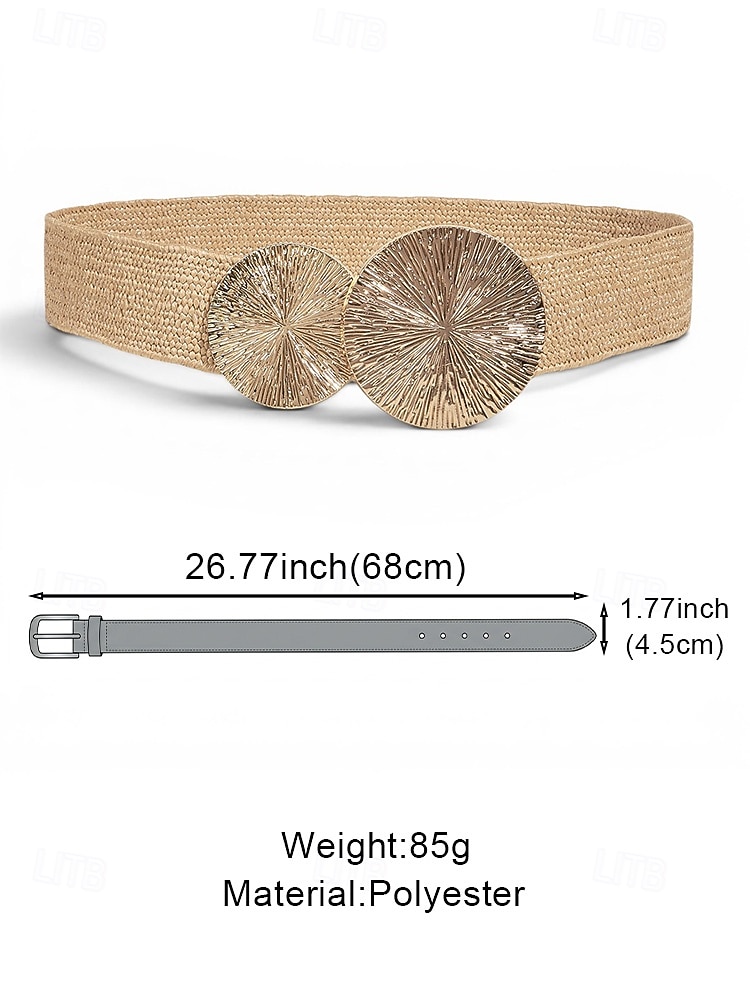 Women's Boho Woven Elastic Waist Belt, Multi-Color Straw Stretch Dress Belt with Gold Buckle for Summer Vacation, Beach, Resort and Casual Outfit Styling 2026 - $11.99 –P7