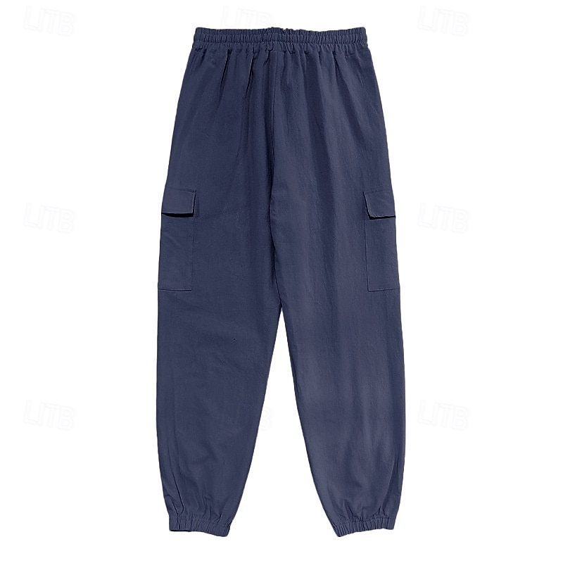 Voor heren Cargohosen Linnen broek Broek Korte broek Zomerbroek Trekkoord Meerdere zakken Elastisch manchet Effen Comfort Ademend Volledige lengte Casual Dagelijks Feestdagen Vakantie Modieus blauw 2026 - $25.99 –P2