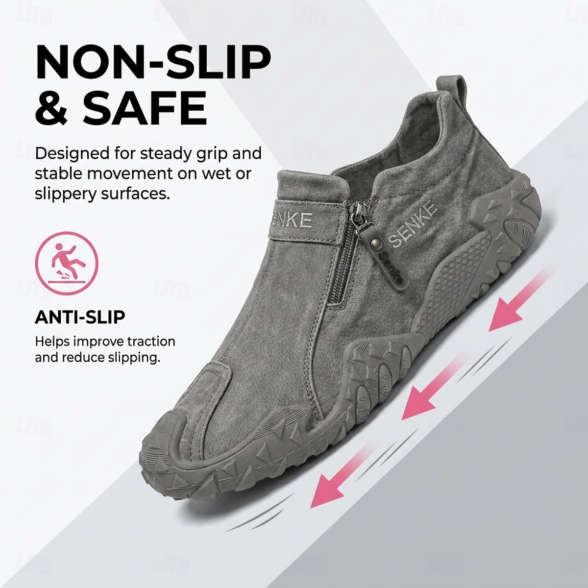 Zapatillas de senderismo grises para hombre: zapatillas ligeras con cremallera lateral para actividades al aire libre, calzado cómodo y antideslizante para senderismo, viajes y aventuras cotidianas. 2026 - $34.99 –P4