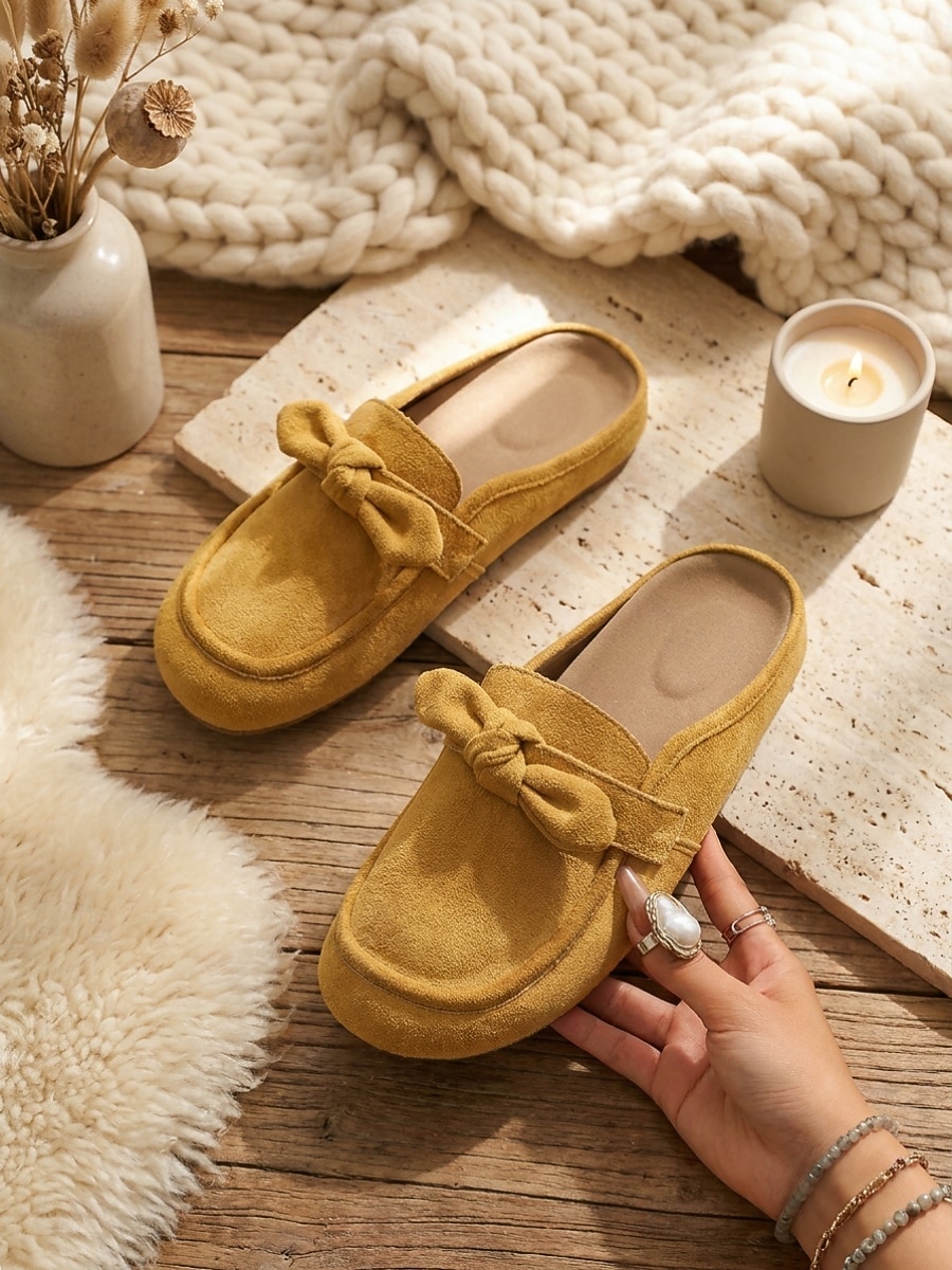 Women's Yellow Bowknot Comfortable Mule – Wide Fit Backless Loafers with Arch Support Cushion, Flexible Sole and All-Day Comfort for Walking, Travel and Casual Everyday 2026 - $24.99 –P1