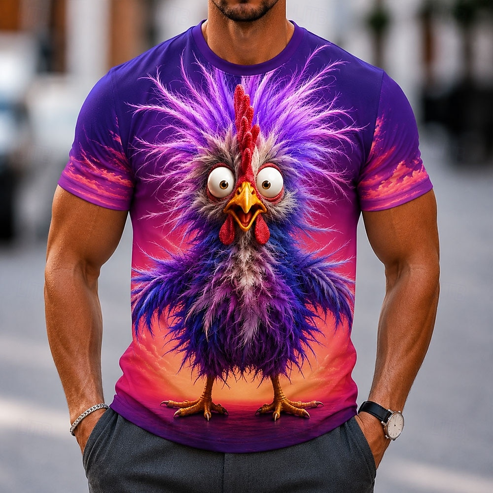 Men's Animal Bird T Shirt Short Sleeve T shirt 3D Print Crew Neck Shirt Funny Casual Daily Street White Purple Rose Red Summer Spring Clothing Apparel S M L XL 2XL 3XL 2026 - $19.99 –P3