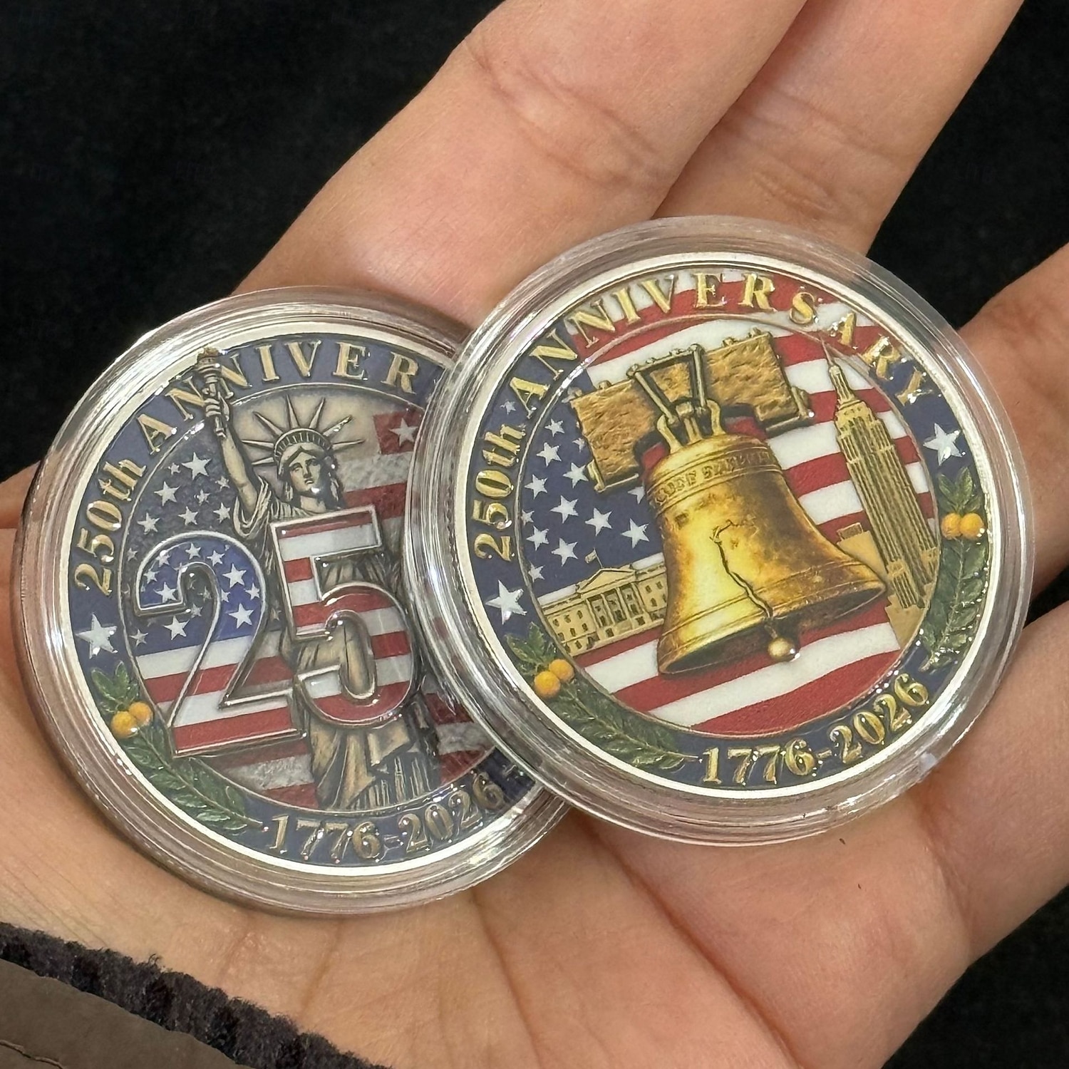 5 pièces commémoratives du 250e anniversaire de l'Amérique, 1776-2026, pièce patriotique du semi-quincentenaire des États-Unis, Statue de la Liberté &Cloche de la Liberté, souvenir idéal pour les de 2026 ? $15.99 –P8