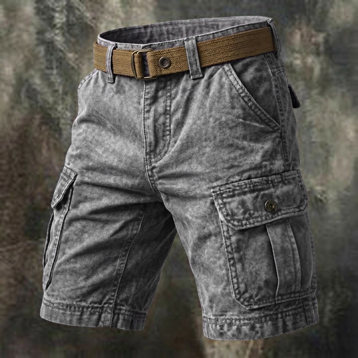 Herre Cargoshorts Shorts Sommershorts Casual shorts Syrevaskede shorts Lomme Elastisk midje Vasket Komfort Pustende Knelengde Avslappet utendørs Strand Ferie Mote Navyblå Himmelblå Mikroelastisk 2026 - $39.99 –P9