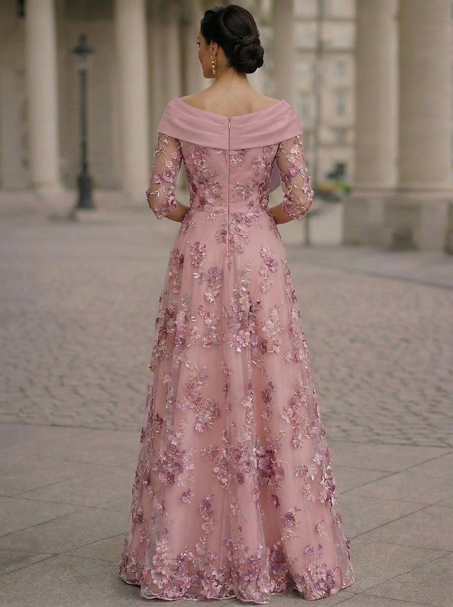 A-Line Floor Length Evening Gown Formal Dress Elegant Floral Sleeveless High Neck Garden Party Wedding Satin Organza with Embroidered Flower Bow(s) Embroidery 2026 - $194.99 –P5