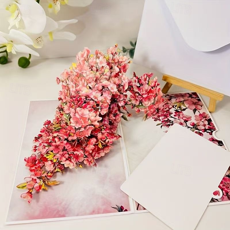 Biglietto pop-up 3D con fiori di ciliegio, biglietto d'auguri rosa sakura per donne, mamma, nonna, moglie - regalo fatto a mano per la festa della mamma, compleanno, anniversario, matrimonio, del 2026 a $13.99 –P3