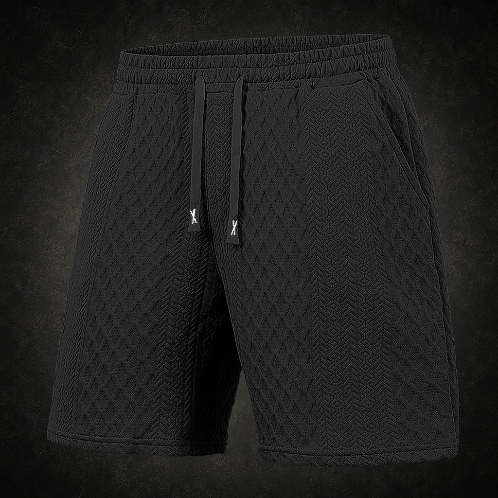Hombre Pantalón corto Pantalones cortos de verano Pantalones cortos casuales Jacquard Con Texturas Plano Comodidad Transpirable Sobre la Rodilla Casual Exterior Playa Vacaciones Moda Blanco Caqui 2026 - $21.99 –P6