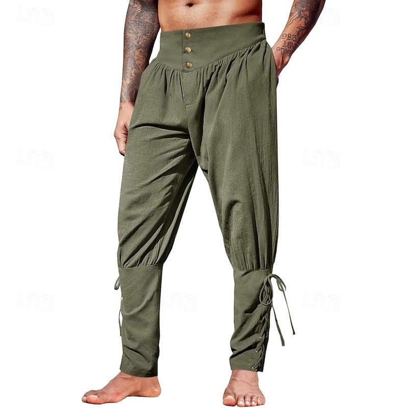 Retrò Vintage Medievale Rinascimento Pantaloni da pirata Pirata Cavaliere Vichingo Cavaliere Celtico Ranger Tinta unita Costume Per uomo Costumi da pirata Fantasia Halloween Carnevale Mascherata del 2026 a $31.99 –P1