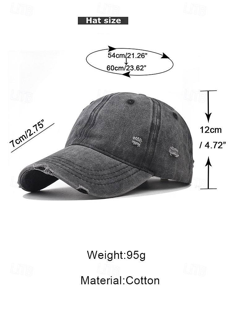 Men's Vintage Washed Distressed Cotton Baseball Cap Adjustable Dad Hat, Multi-Color Retro Casual Outdoor Hat for Travel, Hiking, Fishing, Everyday Wear 2026 - $11.99 –P12