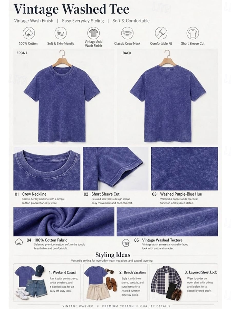 T-shirt da donna 100% cotone - maglietta vintage di qualità a maniche corte con scollo rotondo del 2026 a $21.99 –P3