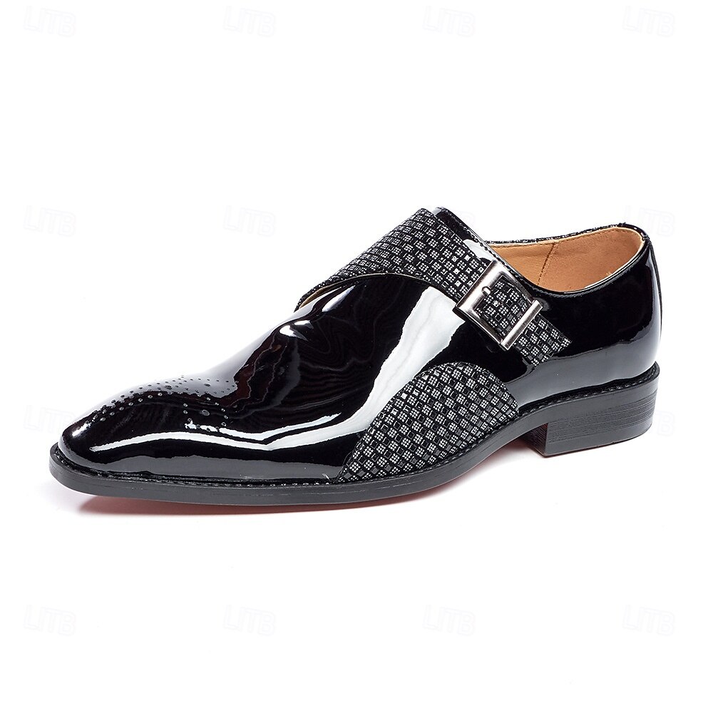 Men's Black Patent Monk Strap Dress Shoes, Pointed Toe Formal Shoes, Elegant Business Shoes for Wedding, Office, Party 2026 - $109.99 –P2