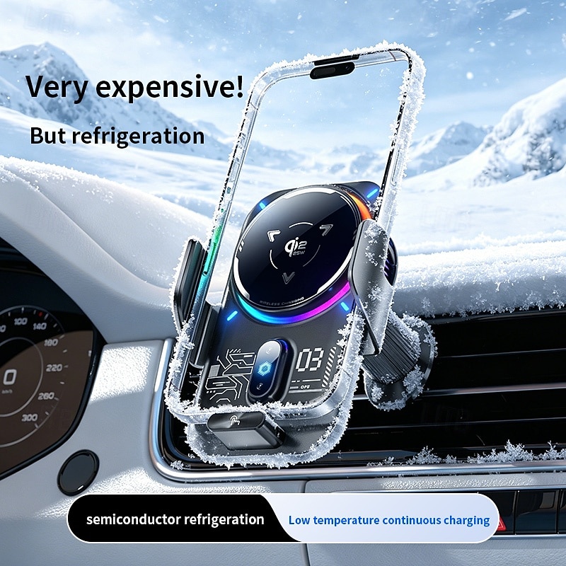 Qi2 25W Wireless Car Charger with Semiconductor Refrigeration, Fast Cooling Magnetic Phone Mount, Auto-Clamping Car Phone Holder with RGB Light, for iPhone 17/16/15/14, Samsung S26, Android 2026 - $47.99 –P8