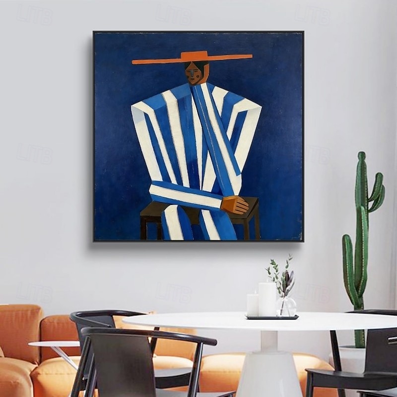 Handmade Oil Painting Canvas Wall Art Decoration Suburban Style Blue and White Figures for Home Decor Rolled Frameless Unstretched Painting 2026 - $61.99 –P5