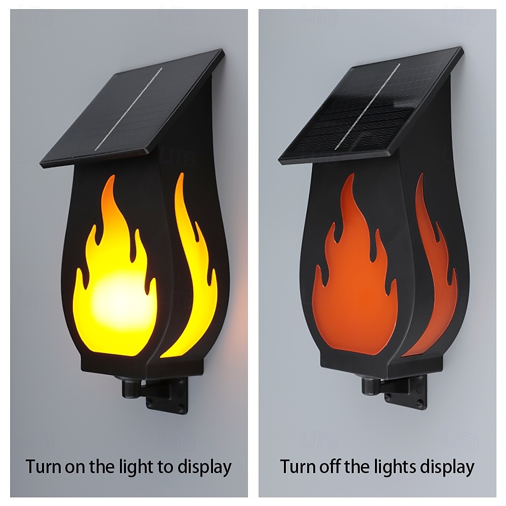 1 Pc Outdoor Solar Flame Wall Light – Waterproof Flickering Fire Effect LED Garden Path Yard Patio Lawn Porch Decorative Lamp, Energy Saving for Summer Party, Camping & Villa Ambiance 2026 - $32.99 –P3