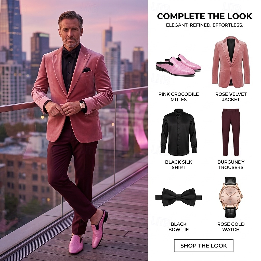Mocassini da uomo rosa con stampa coccodrillo: scarpe eleganti slip-on di lusso, calzature di tendenza perfette per matrimoni, balli di fine anno e feste alla moda. del 2026 a $46.99 –P1