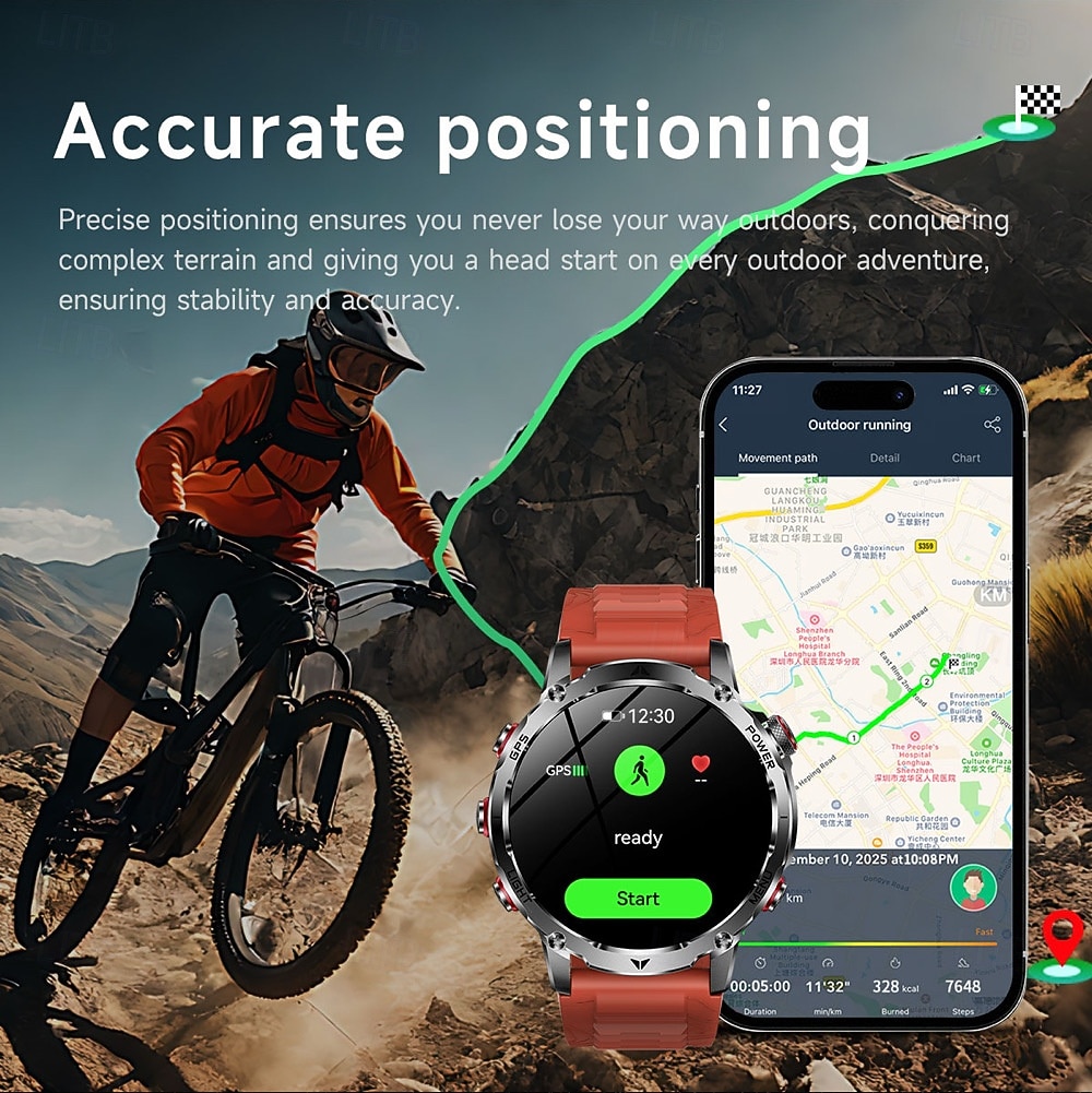 AK102 Smartklokke 1.7 tommers Bluetooth-anrops-smartklokke Skritteller Samtalepåminnelse Fitnessporing Kompatibel med Android iOS Herre GPS Lang ventetid Håndfri bruk IP68 50mm urkasse 2026 - $84.99 –P5