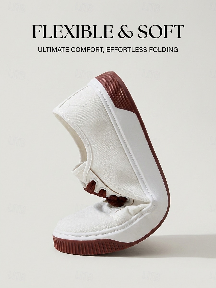 Women's White Lace-up Canvas Sneakers – Lightweight Casual Walking Shoes with Non-Slip Flexible Sole for School, Travel and Everyday Wear 2026 - $29.99 –P2