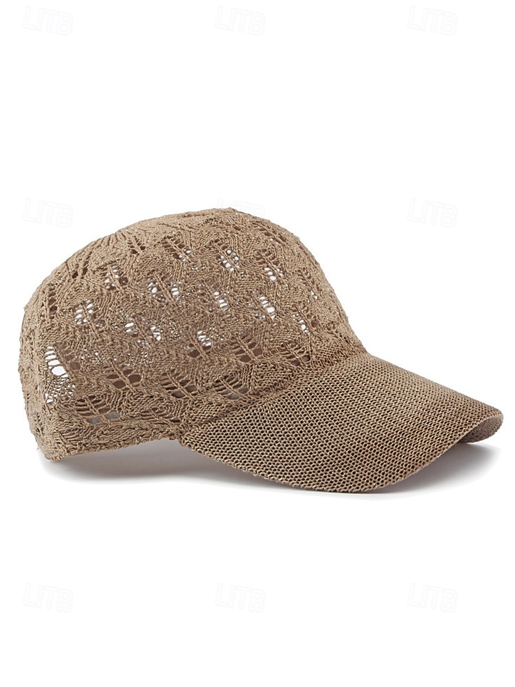 Boné de beisebol feminino de crochê, chapéu de verão respirável em malha de poliéster, boné de renda ajustável, chapéu leve com proteção solar para viagens, caminhadas, jardinagem e uso casual ao ar de 2026 por $14.99 –P9