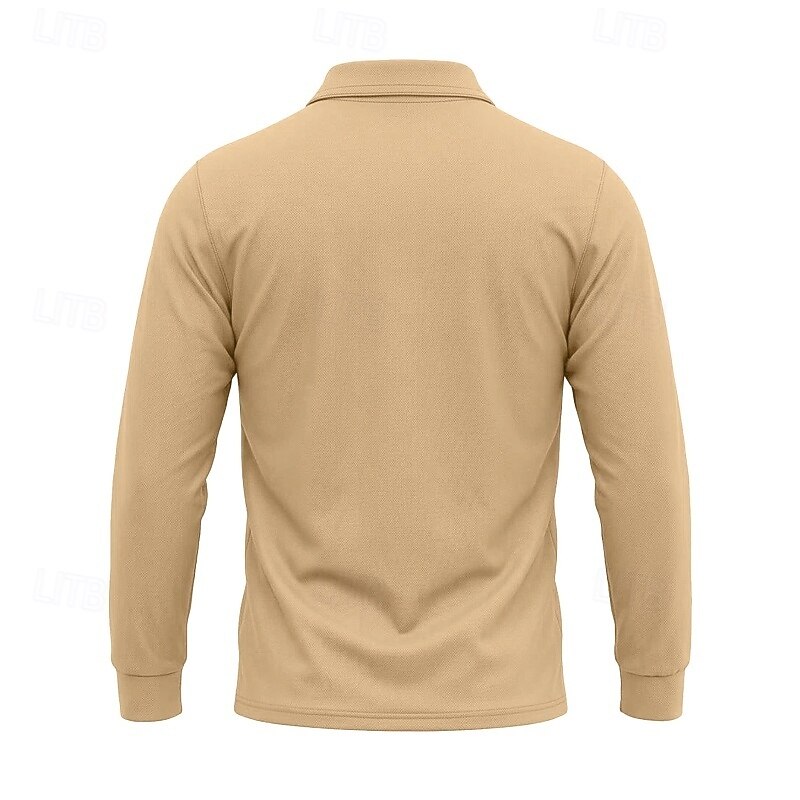 Per uomo Tinta unita Maglietta sportiva Polo da golf Maglia da tennis Maglietta da tennis Manica Lunga Tasca Bottoni Leggero Elastico Traspirante Tennis Golf Corsa Colletto a Camicia Top Bianco Cachi del 2026 a $7.99 –P10