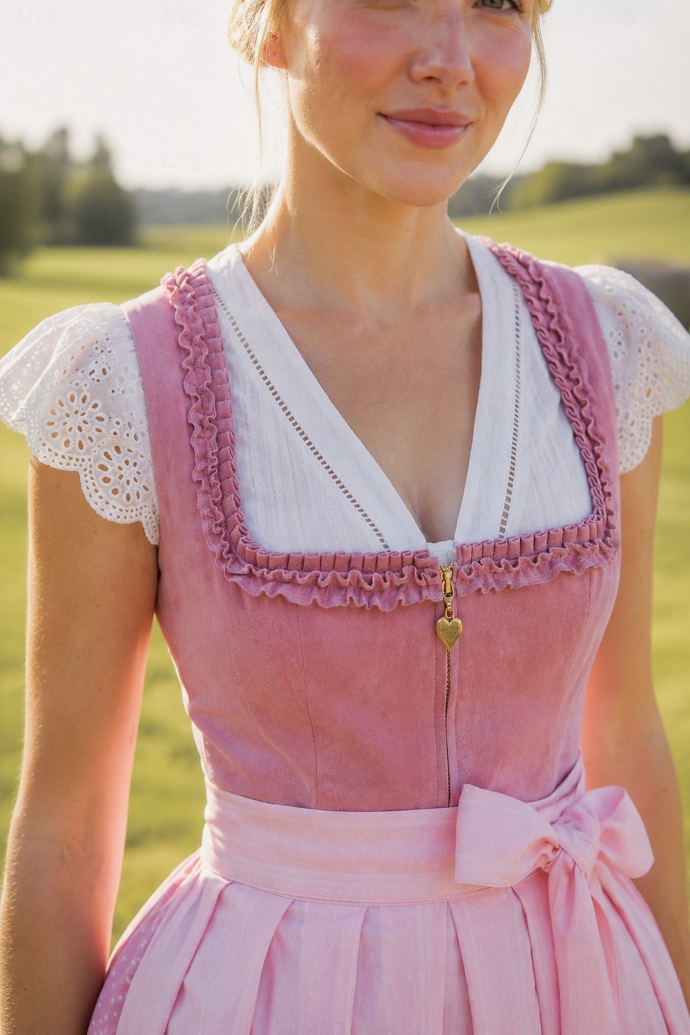 Oktoberfest Dirndl Dress Midi Length with Pockets Balconette Neckline Maid Bavarian German Alpine Wiesn Women's Carnival Beer Festival Traditional Style Cloth (65CM) Without Blouse 2026 - $100.99 –P2