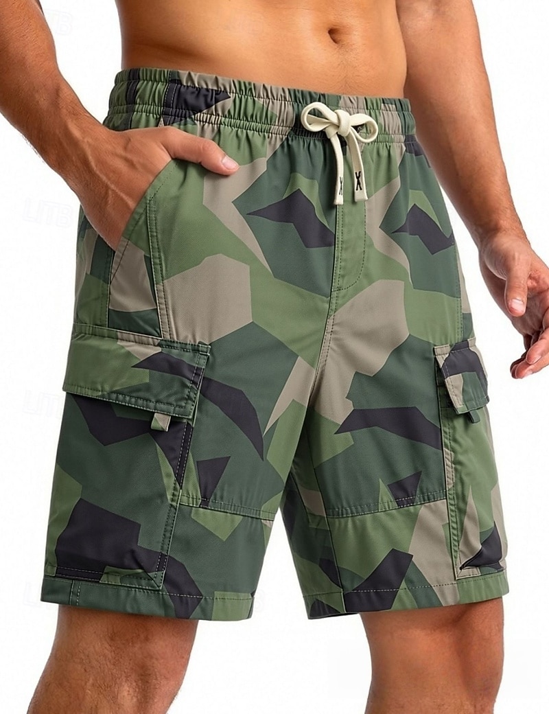 Men's Lightweight Cargo Shorts Comfort Waist Tactical Cargo Shorts Casual Shorts Drawstring Elastic Waist Multi Pocket Camouflage Quick Dry Knee Length Casual Outdoor Streetwear Fashion Streetwear 2026 - $27.99 –P1
