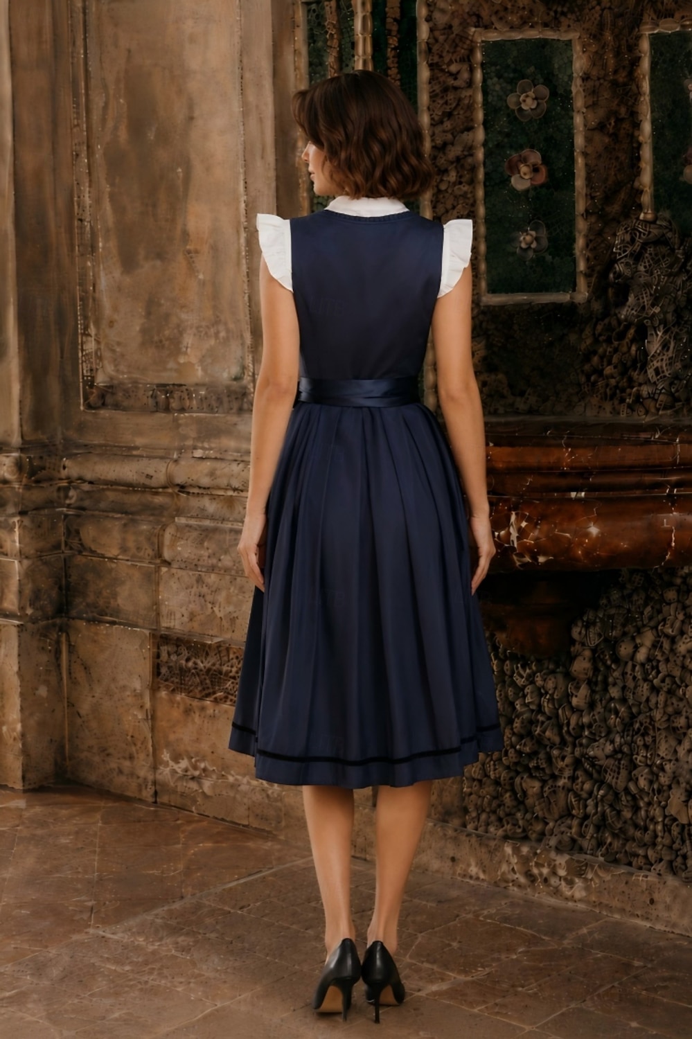 Oktoberfest Dirndl-jurk Midi-lengte Schort met satijnlook Met zakken Balconette-halslijn hulp in de huishouding Bavarian Duits Alpine Weiden Dames Carnaval Bierfestival Doek in traditionele stijl 2026 - $97.99 –P5