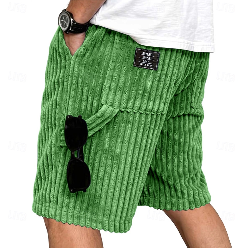 Herren Shorts Sommershorts Freizeitshorts Cordshorts Tasche Elastischer Bund Einfach Texture Komfort Atmungsaktiv Knielang Lässig Outdoor Strand Urlaub Mode Khaki Marineblau Unelastisch 2026 - $27.99 –P1