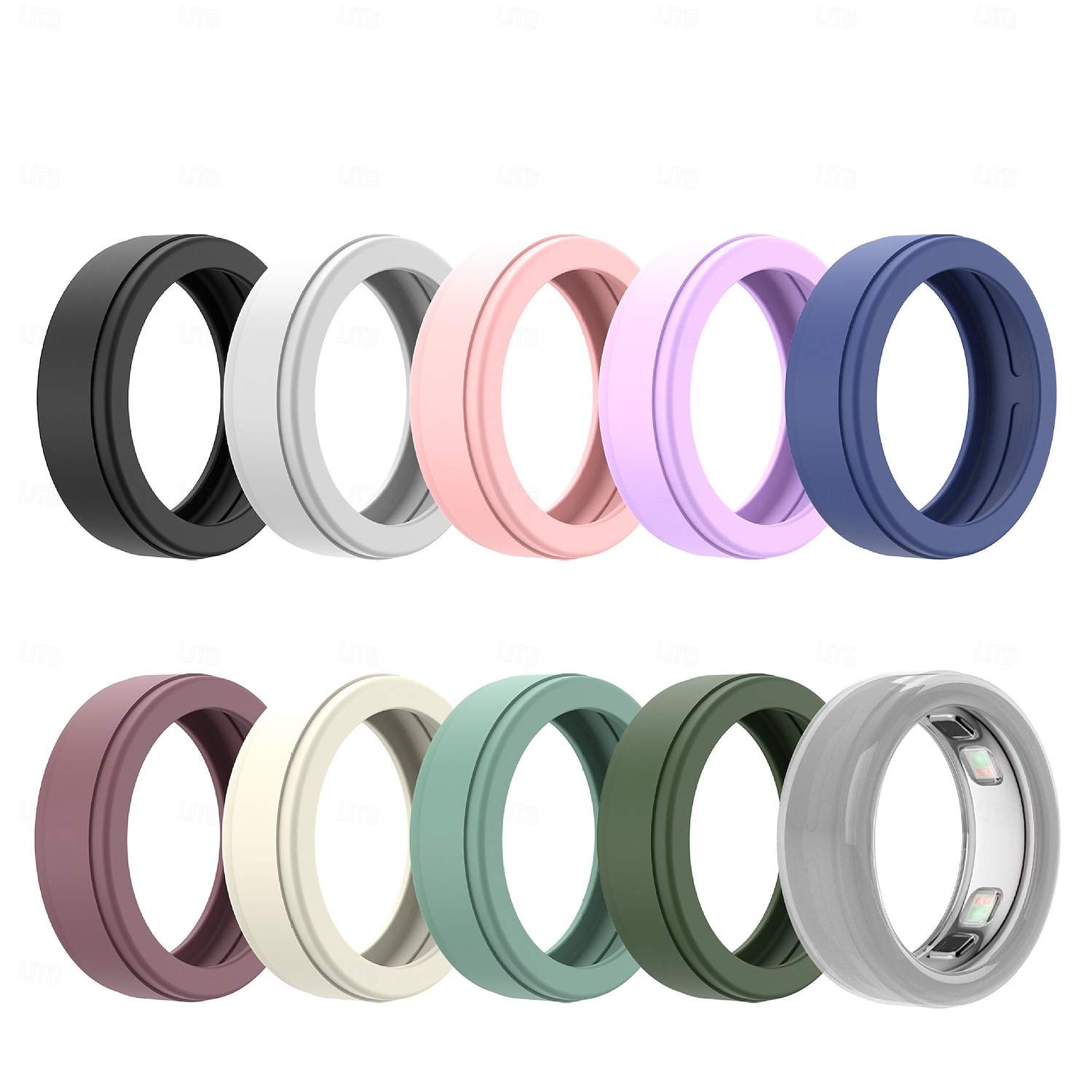 10 kpl älysormuksen suojuspakkaus Oura Ring Gen 5:lle, pehmeä silikonisuojus, ohut naarmuuntumaton suojus älysormuksille, monivärinen sekoitus 2026 - $25.99 –P2