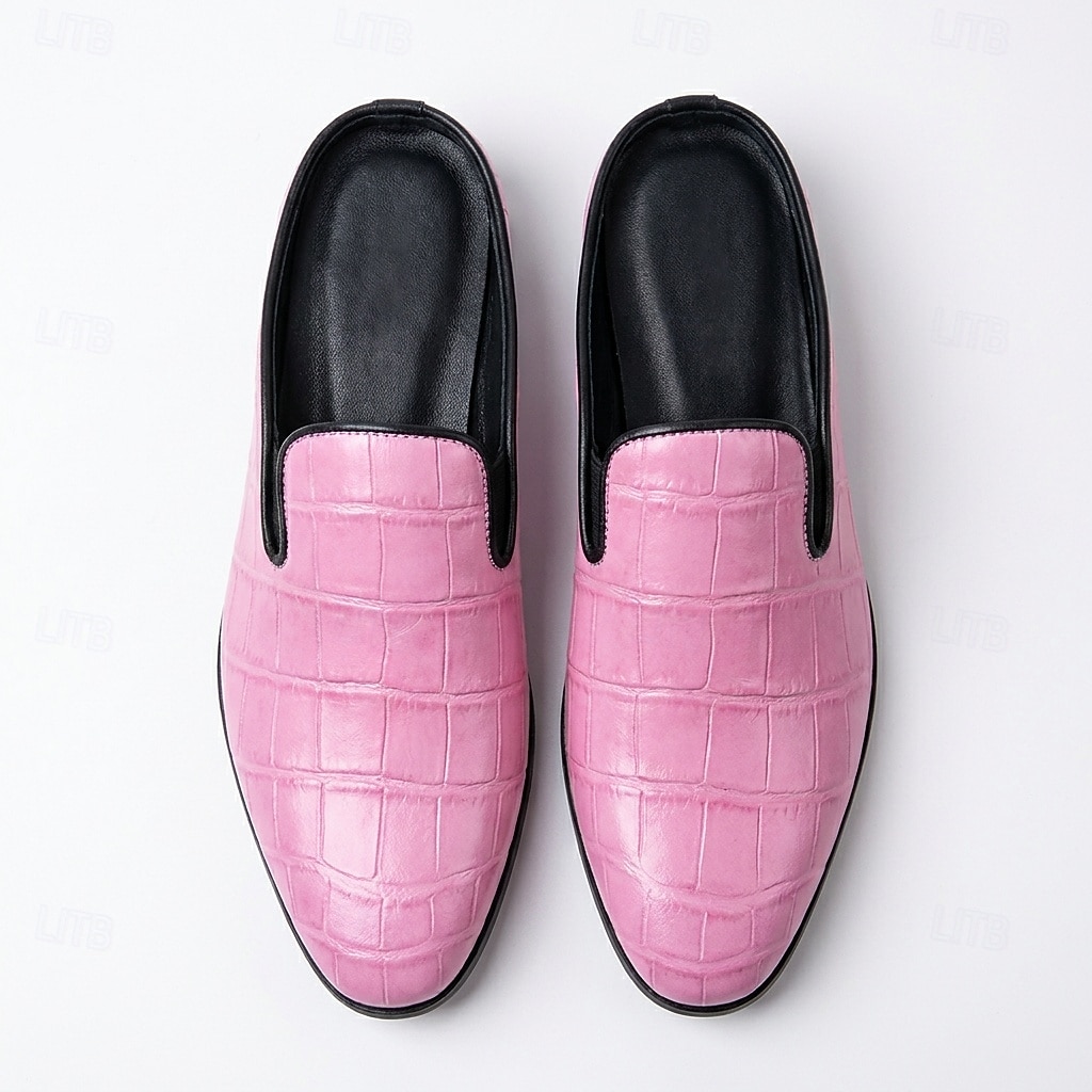Mocassini da uomo rosa con stampa coccodrillo: scarpe eleganti slip-on di lusso, calzature di tendenza perfette per matrimoni, balli di fine anno e feste alla moda. del 2026 a $46.99 –P4