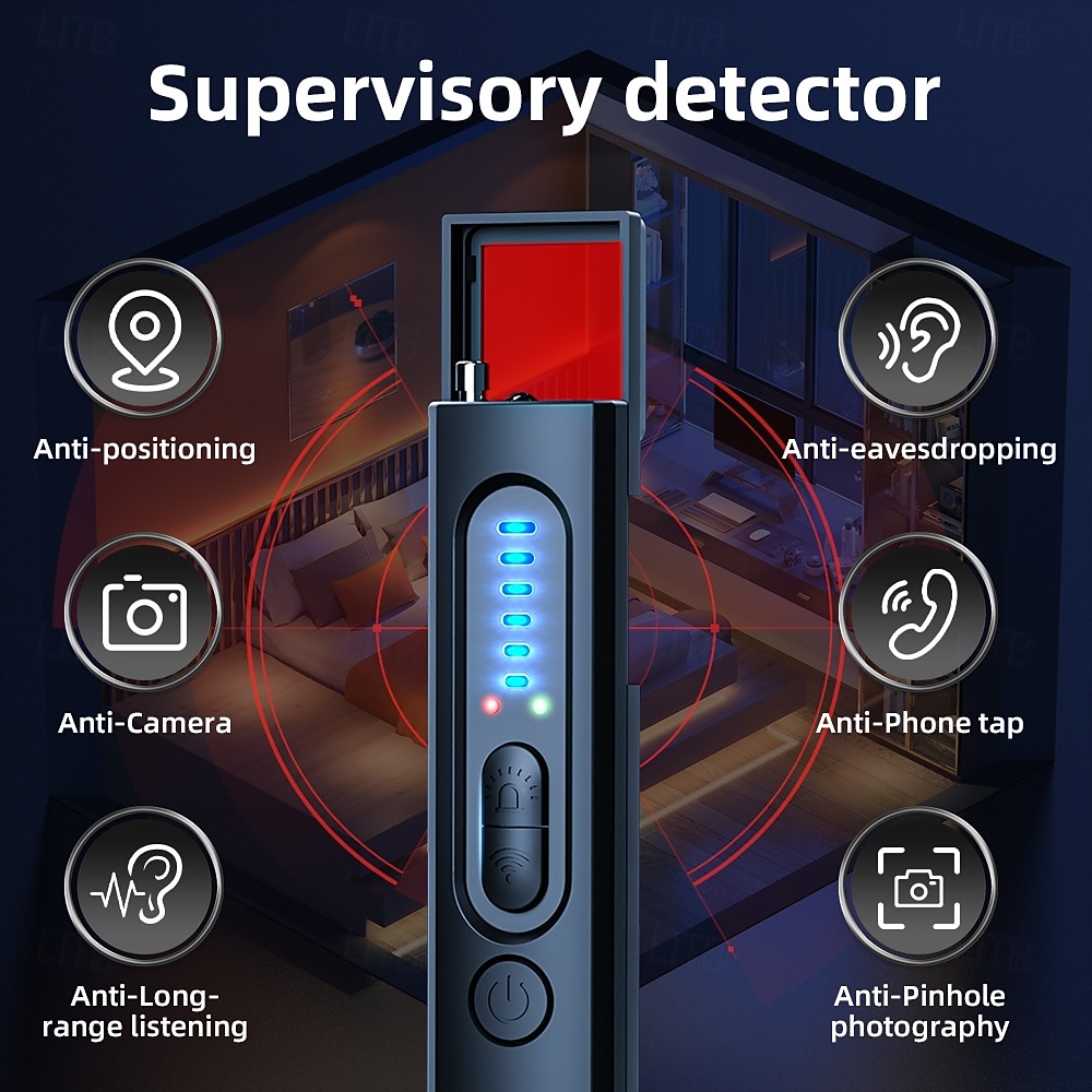 Verborgen cameradetector, gps-trackerzoeker, RF-signaaldetector voor afluisterapparatuur, anti-spionageapparaat, draagbare privacybeschermer voor hotel, thuis en op reis, handzame 2026 - $31.99 –P4