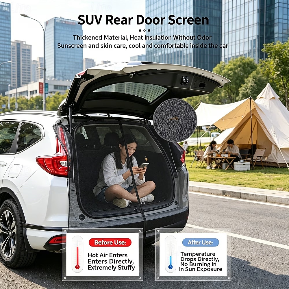 Magnetisch muggennet voor de kofferbak van de auto, geschikt voor zomerkamperen en picknicken, geventileerd anti-muggenscherm voor autoritten, universeel net voor de kofferbak van een SUV, muggennet 2026 - $27.99 –P6