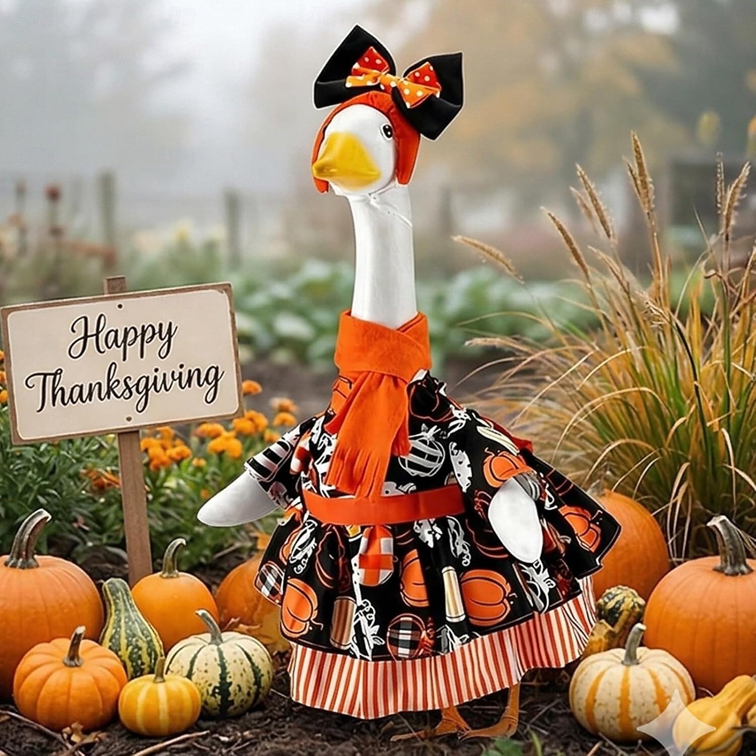 Halloween Porch Goose Outfit Set ,Thanksgiving Pumpkin Skirt, Headband, Scarf, and Belt (Fits 23inch Lawn Goose Statue) 2026 - $29.99 –P2