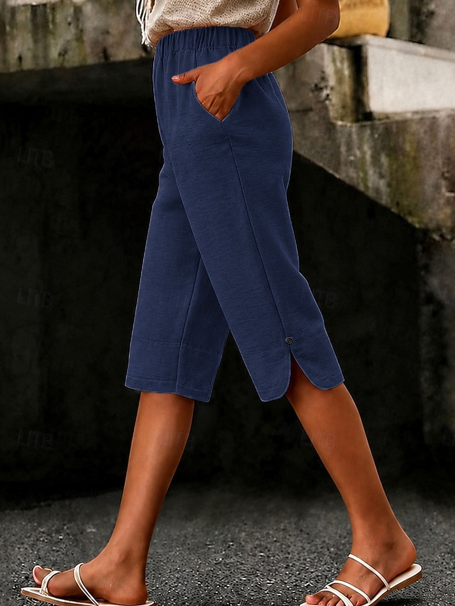 Per donna Jeans Shorts Pantaloncini Burmuda Pantaloni Corti Moda Lunghezza al polpaccio Vita Alta Classico Comodità Elasticizzato Vacanza Formale Blu marino Blu chiaro Grigio Estate Primavera del 2026 a $27.99 –P4