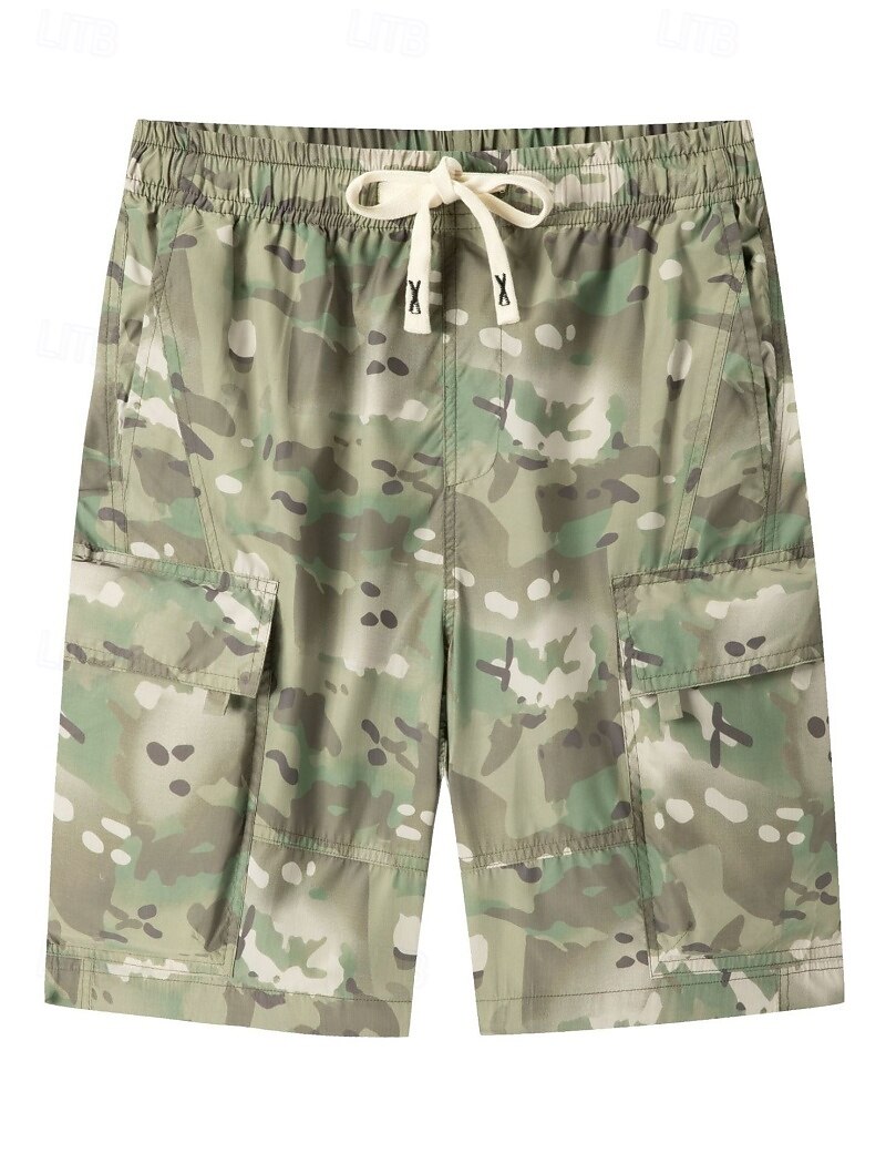 Men's Lightweight Cargo Shorts Comfort Waist Tactical Cargo Shorts Casual Shorts Drawstring Elastic Waist Multi Pocket Camouflage Quick Dry Knee Length Casual Outdoor Streetwear Fashion Streetwear 2026 - $27.99 –P12