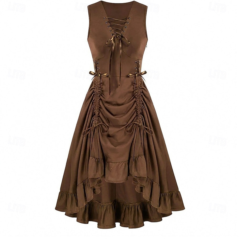Punk & Gotico Rinascimento Steampunk Vestito Strega Ragazza gotica Tinta unica Costume Per donna Fantasia Stile Steampunk Notte di Valpurga Halloween Carnevale Mascherata Casual Quotidiano Adulti del 2026 a $38.99 –P5