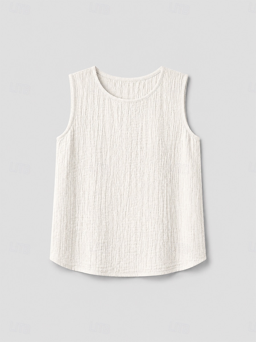 Per donna Canotta Maglietta Arricciato Tinta unica Elegante Moda Senza Maniche Girocollo Top Regolari Casuale Blu Bianco Rosso Arancione Estate Primavera del 2026 a $28.99 –P4