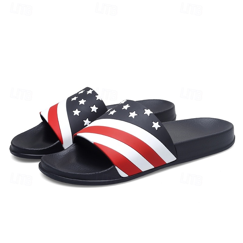 Sandalias planas para hombre con estampado de bandera, zapatos de verano sin cordones con punta abierta, sandalias casuales ligeras para festivales de música, playa, piscina y uso diario. 2026 - $26.99 –P3