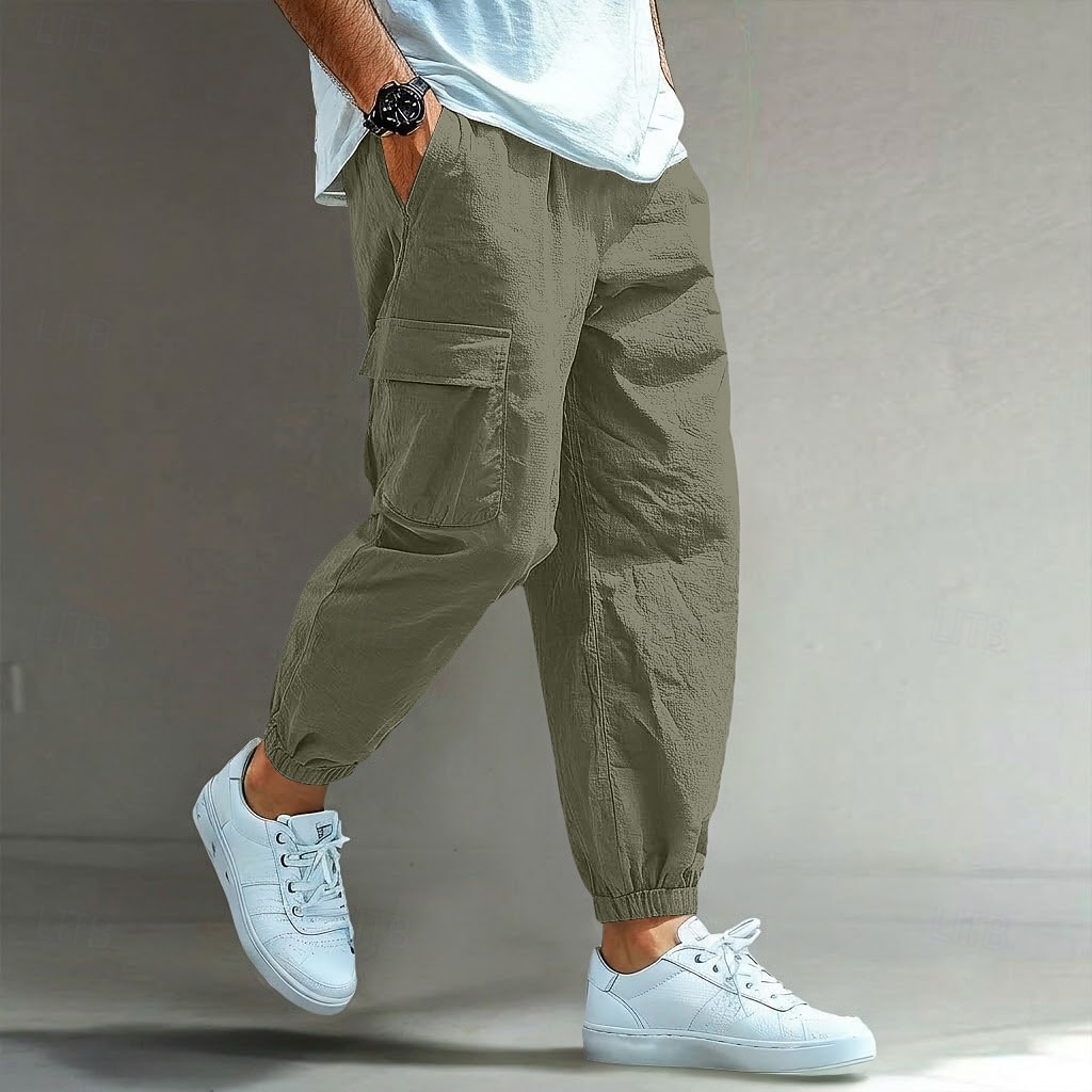 Voor heren Cargohosen Linnen broek Broek Korte broek Zomerbroek Trekkoord Meerdere zakken Elastisch manchet Effen Comfort Ademend Volledige lengte Casual Dagelijks Feestdagen Vakantie Modieus blauw 2026 - $25.99 –P8