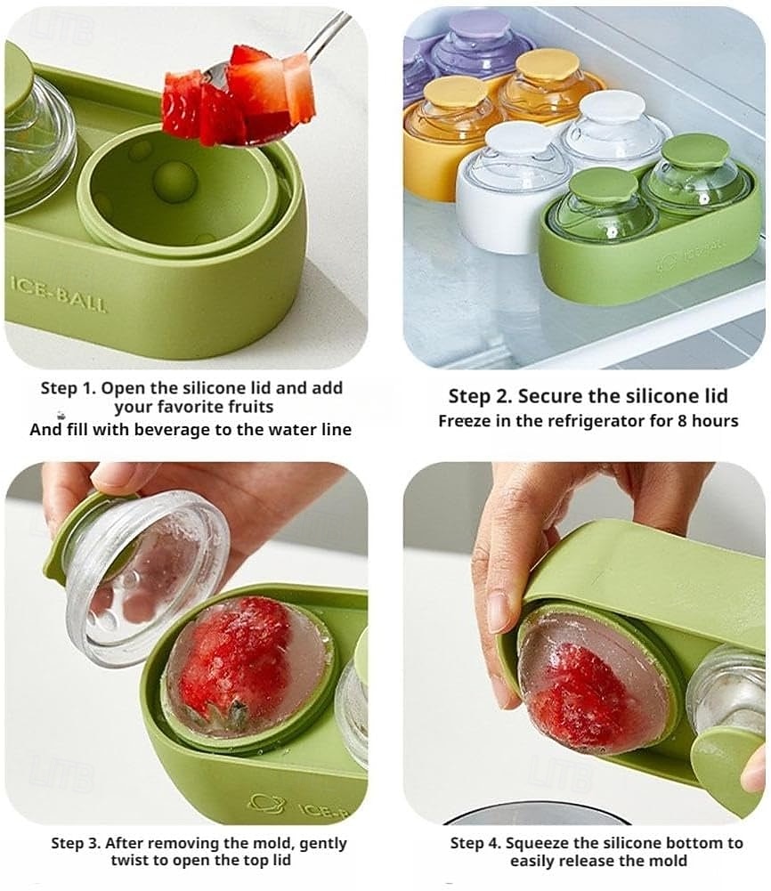 Silikon-Eiskugelform mit 2 Mulden für Whisky, runde Eiswürfelform, große Eiskugelform für Bourbon &Cocktails, wiederverwendbarer, leicht zu entnehmender Silikon-Eiswürfelformer für Zuhause, Bar und 2026 - $11.99 –P10