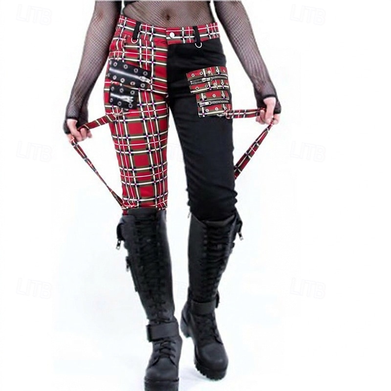 Góticas Punk e gótico Steampunk Comprimento Longo Calças Baile de Máscara Normal Drogador da praga Tamanhos Grandes Xadrez Quadrados Fantasia Mulheres Dia Das Bruxas Carnaval Baile de Máscaras dia de 2026 por $39.99 –P7