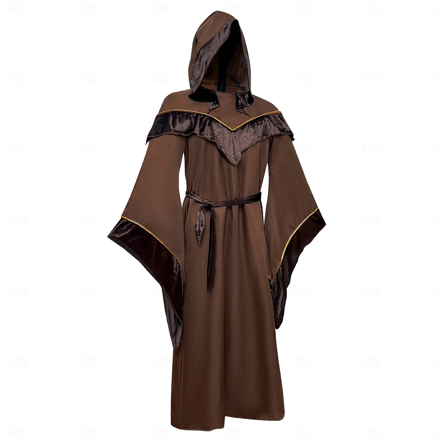 Retro Vintage Medieval Renaissance Floor Length Hoodies Robe Long Sleeves Wizard Monk Fancy Dress Men's Halloween Carnival Performance Renaissance Fair LARP Adults' Robe 2026 - $56.99 –P4