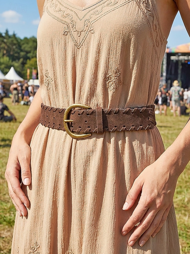Damesriem van gevlochten imitatieleer met verstelbare tailleband in bruin en koffiebruin, een zomeraccessoire voor jurken, broeken met hoge taille, casual, vakantie-, reis- en dagelijkse kleding. 2026 - $11.99 –P1