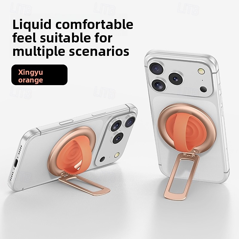 Magnetic Phone Ring Holder for MagSafe, 180° Adjustable Stainless Steel Kickstand & Finger Grip, Skin-Friendly Liquid Feel, Multi-Angle Stand for iPhone 17 16 15 14 Pro Max 2026 - $19.99 –P1