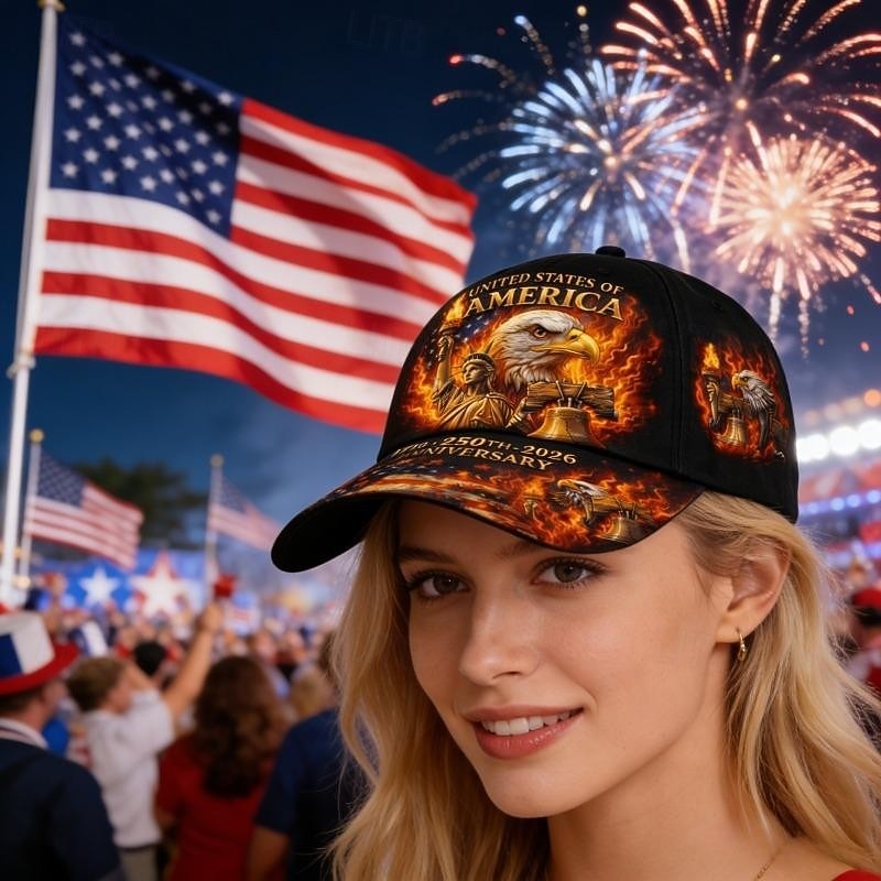 Yhdysvaltain 250-vuotisjuhlavuoden lippalakki, isänmaallinen digitaalipainettu kotka &Liberty Bell -graafinen hattu, 1776-2026 juhlahattu, säädettävä snapback-lippis miehille ja naisille, 2026 - $21.99 –P4