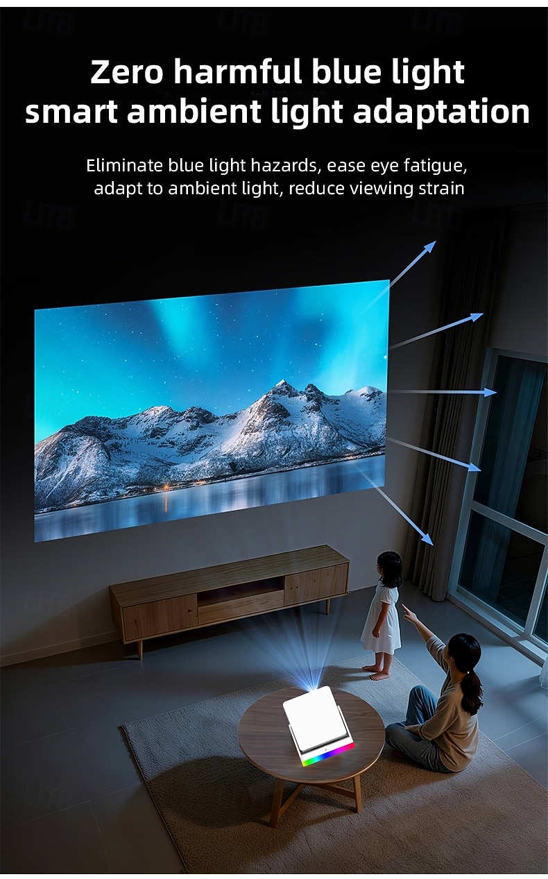 Smart Projector with Auto Focus & Auto Keystone, 720P Native Portable Movie Projector with RGB Ambient Light, Bluetooth Speaker, WiFi Screen Casting, 180° Rotatable Home Theater Projector 2026 - $127.99 –P17