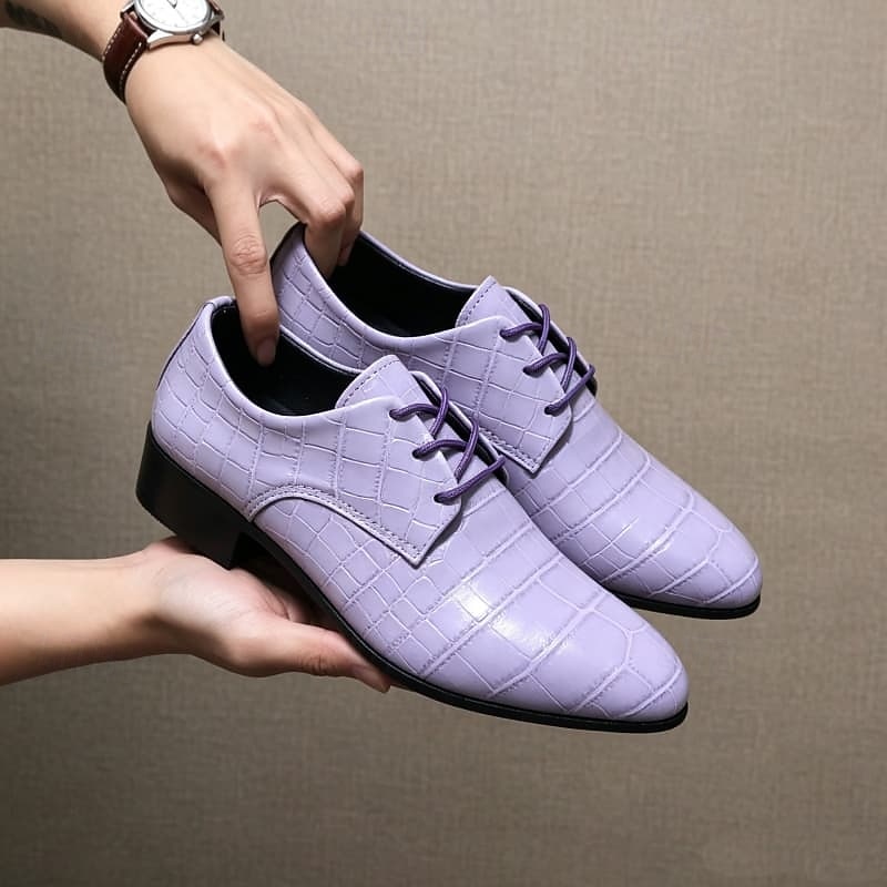 Men's Crocodile Pattern Derby Dress Shoes – Elegant Lace-Up Statement Shoes for Weddings, Parties, Banquets & Fashion-Forward Gentlemen 2026 - $46.99 –P3