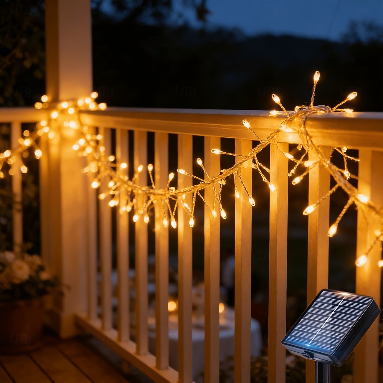 Solcelledrevet lyslenke 6m 200 LED fyrverkeriformet lyslenke med 8 blinkende moduser for hagefester utendørs belysning bryllup terrassedekorasjon 2026 - $25.99 –P5
