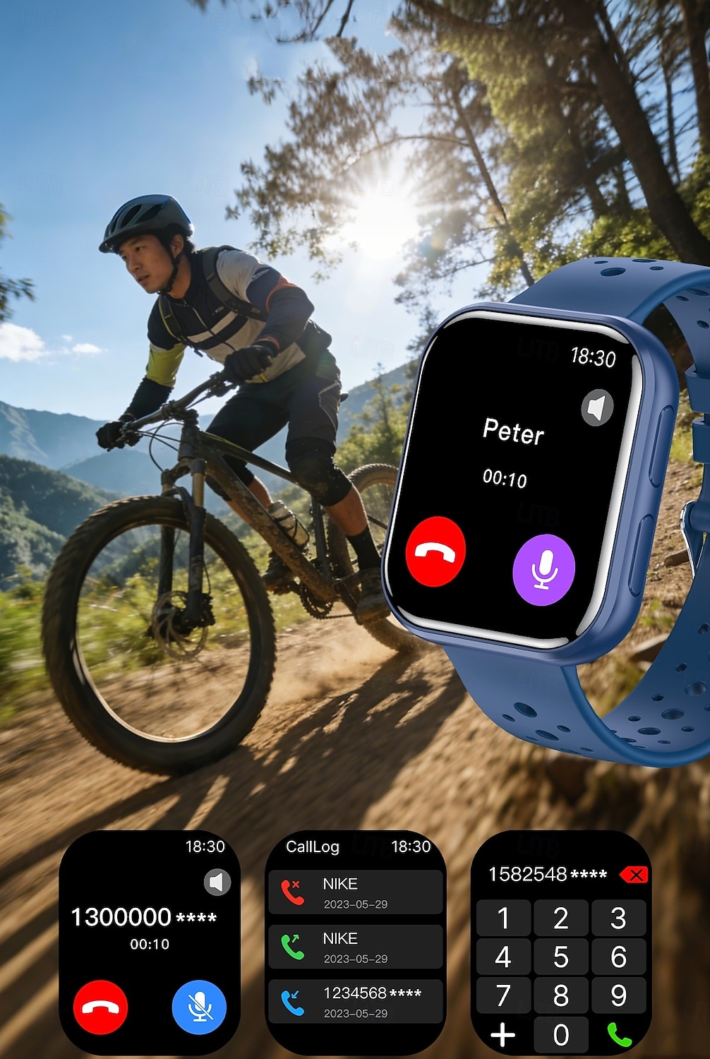 Smartwatch voor mannen en vrouwen, 1,81 inch HD touchscreen fitness tracker met hartslag- en slaapmonitor, Bluetooth-belfunctie, ademende geperforeerde sportband, IP68 waterdicht. 2026 - $19.99 –P3