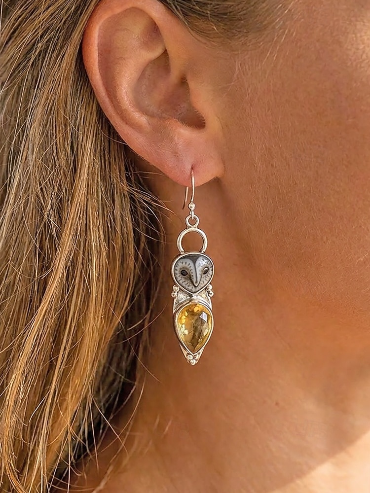 Vintage uilenoorbellen voor dames, zilverkleurige legering dierensieraden, boho natuurgeïnspireerde hangende oorbellen voor volwassen vrouwen, zomerse casual kleding, tuinfeest, reiscadeau 2026 - $7.99 –P3