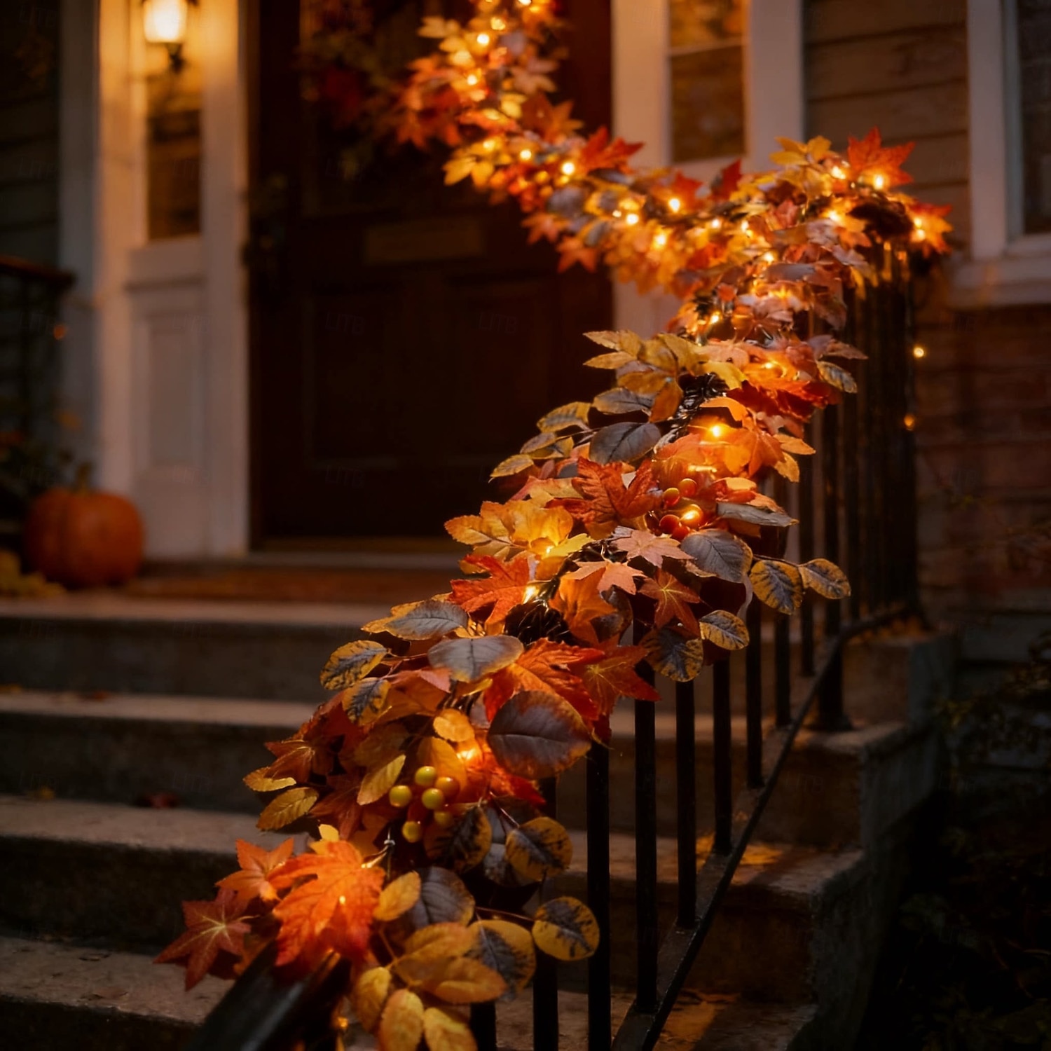 Guirlande lumineuse d'automne en forme de feuilles d'érable, décorations lumineuses d'Halloween avec vigne à baies rouges, guirlande lumineuse LED féérique pour la fête des récoltes, décoration de 2026 ? $23.99 –P6