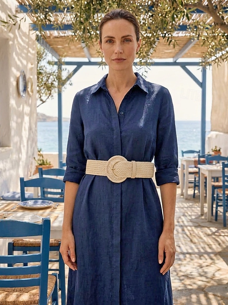 Damen-Gürtel im Boho-Stil aus geflochtenem, gewachstem Seil, breiter, gewebter Taillengürtel mit runder Schnalle, verschiedene Farben, Sommergürtel für Kleider, Jumpsuits und Strandmode &Alltagsstil 2026 - $14.99 –P2
